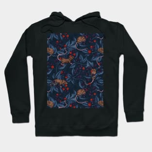 Mice and blackberries on navy Hoodie